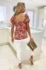 Red Floral Printed Square Neck Top sold by AX Paris