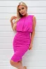 Hot Pink Ruched Skirt Bodycon Midi Dress sold by AX Paris