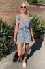Blue Printed Wrap Tie Waist Playsuit sold by AX Paris
