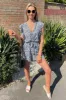 Blue Printed Wrap Tie Waist Playsuit sold by AX Paris