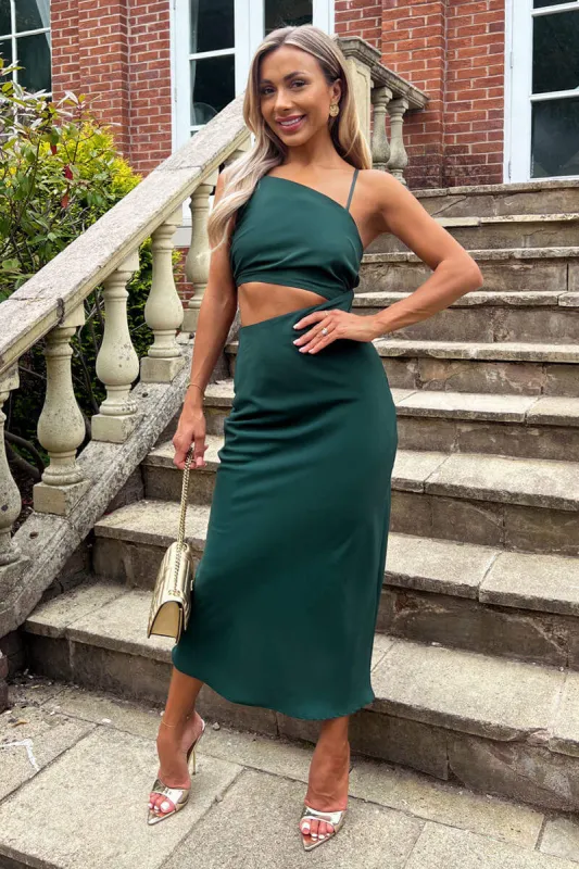 Teal Asymmetric Cut Out Midi Dress sold by AX Paris