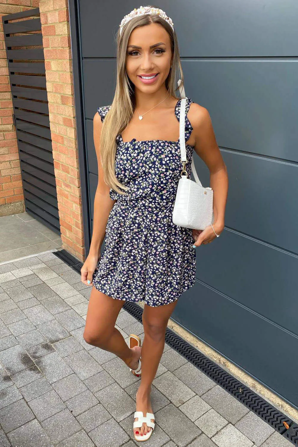 Navy Floral Playsuit sold by AX Paris product image thumbnail 2