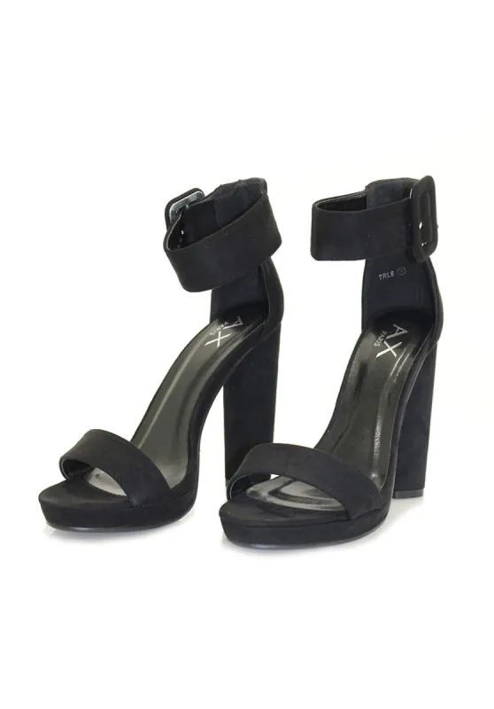 Black Suede Heels With Chunky Heel sold by AX Paris