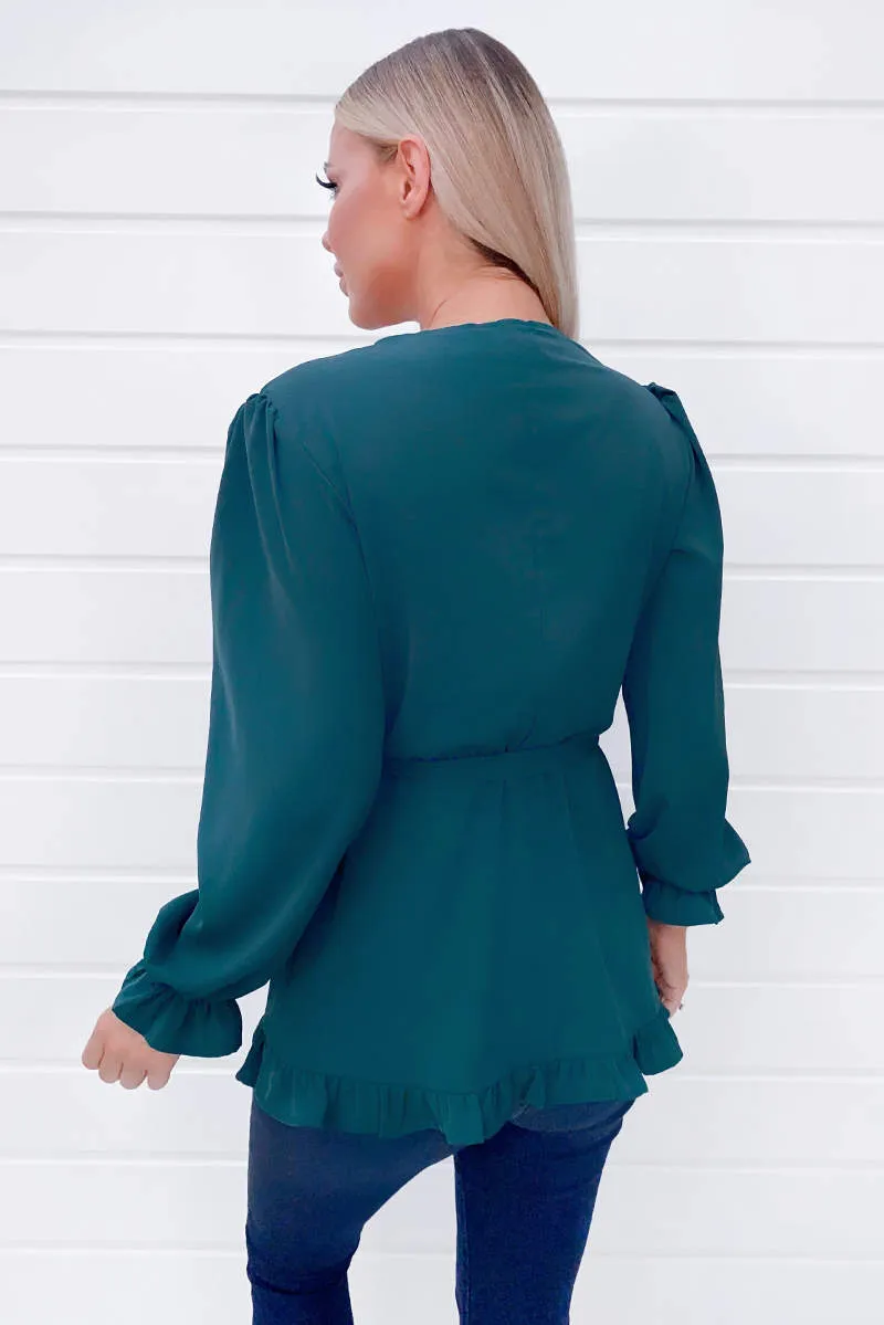 Teal Frill Wrap Top sold by AX Paris product image thumbnail 4