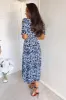 Blue Printed Wrap Tie Midi Dress sold by AX Paris