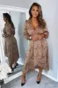Red Animal Print Tie Side Wrap Over Midi Dress sold by AX Paris