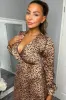 Red Animal Print Tie Side Wrap Over Midi Dress sold by AX Paris