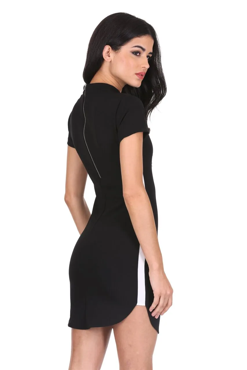Black Mini Dress With White Panel Detail sold by AX Paris product image thumbnail 3