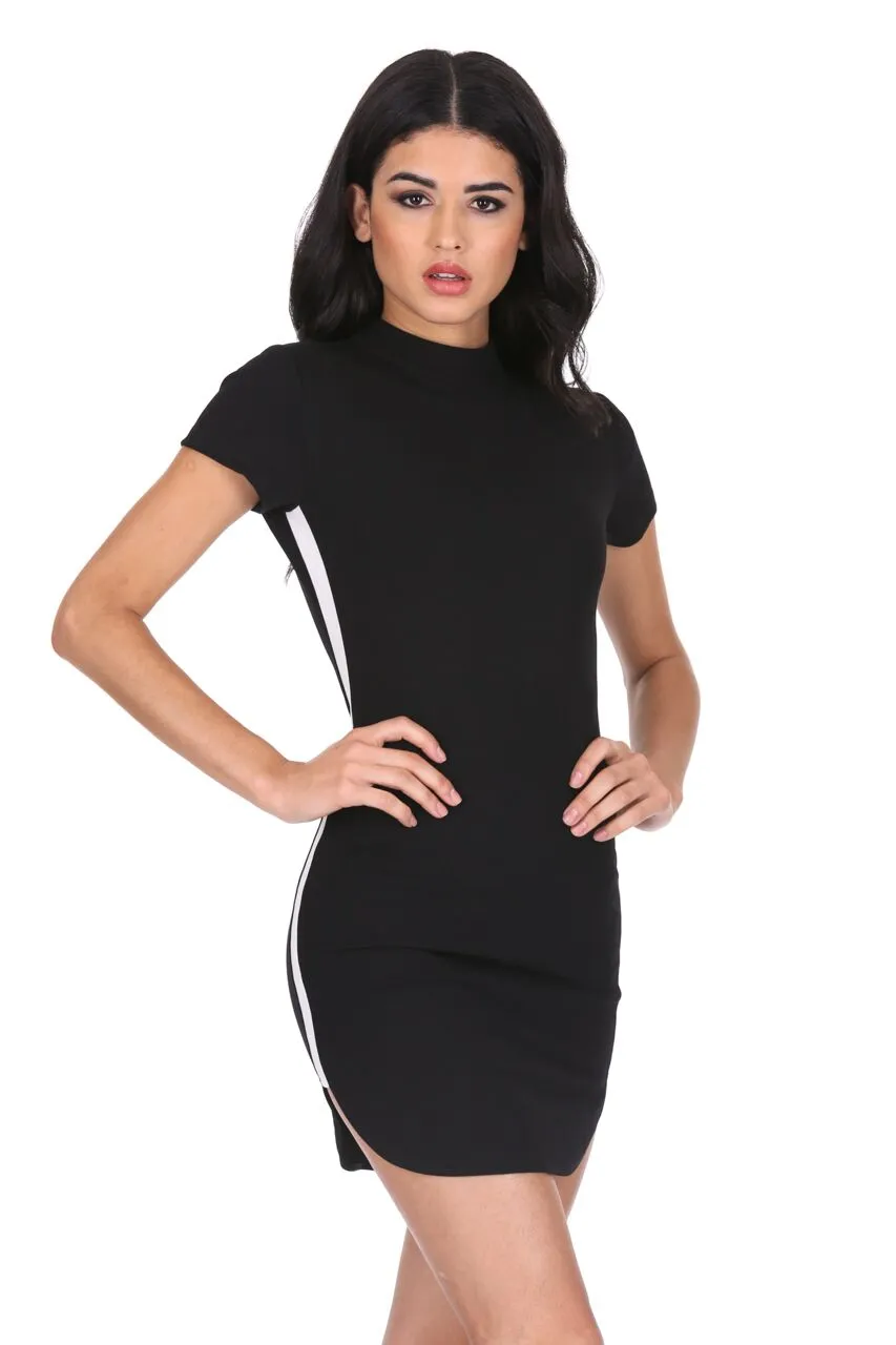 Black Mini Dress With White Panel Detail sold by AX Paris