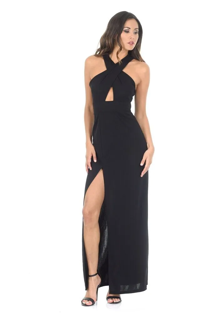 Black Maxi Dress With A Thigh High Split sold by AX Paris product image thumbnail 2