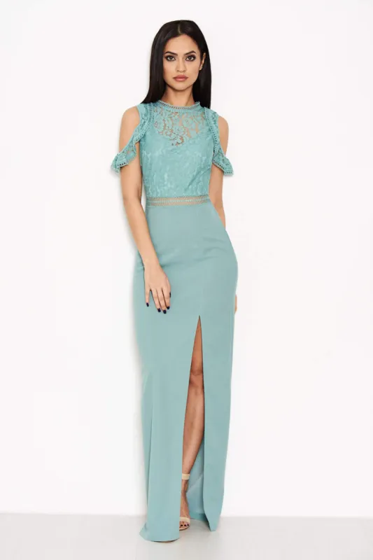 Duck Egg Lace Top Maxi Dress sold by AX Paris