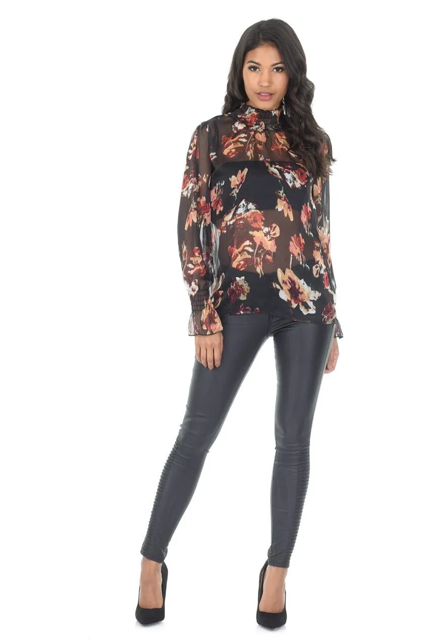 Floral Frill Black High Neck Top sold by AX Paris product image thumbnail 2