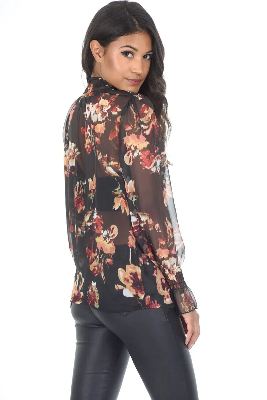 Floral Frill Black High Neck Top sold by AX Paris product image thumbnail 3