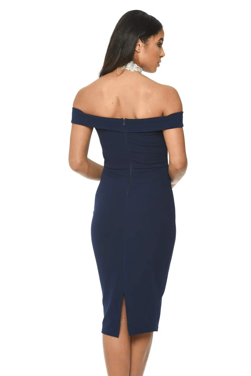 Navy Bardot Bodycon Dress sold by AX Paris product image thumbnail 4