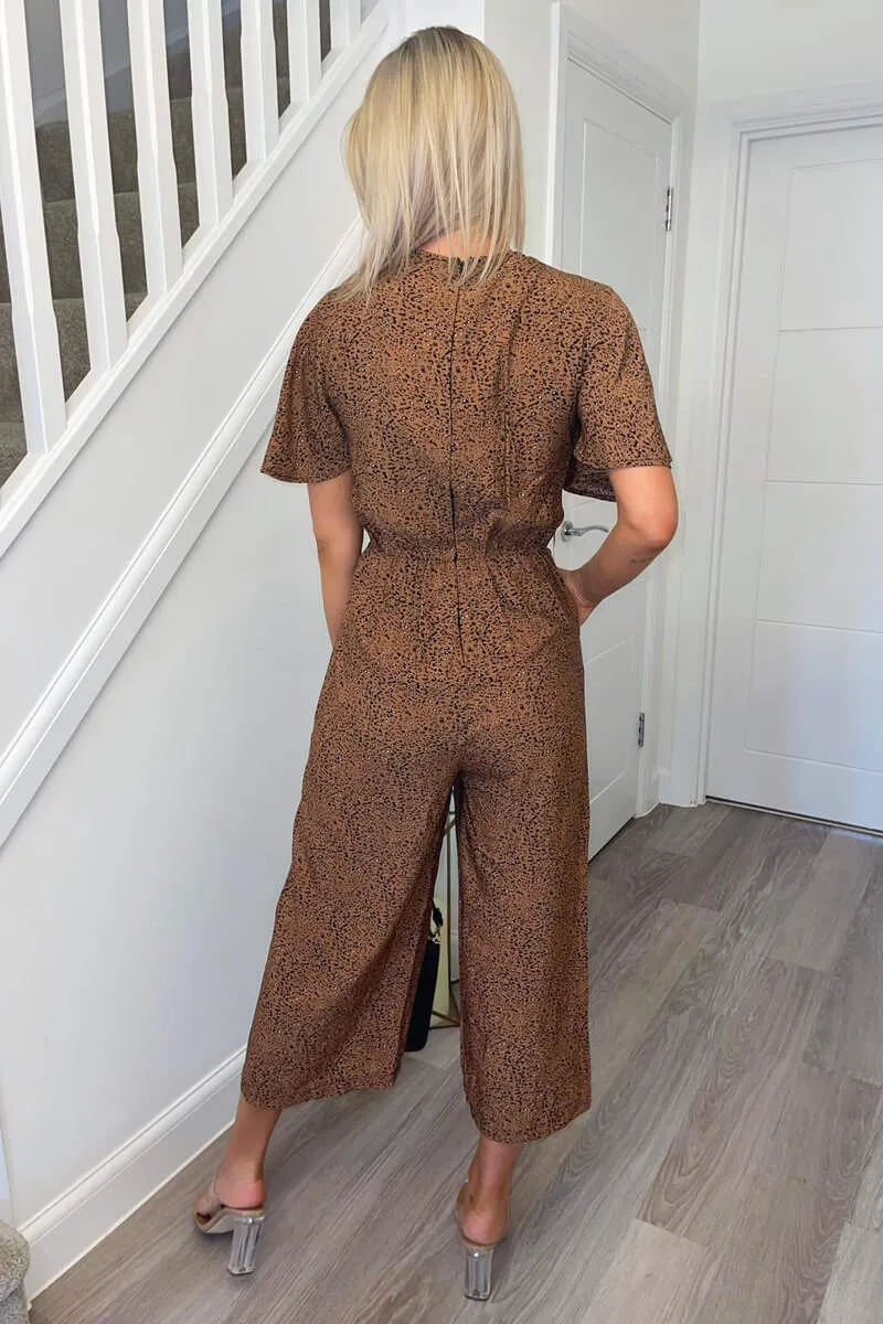 Tan Printed Wrap Top Jumpsuit sold by AX Paris product image thumbnail 4