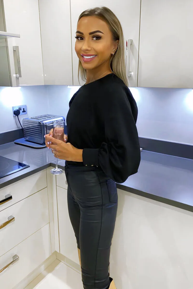 Black Balloon Sleeve Cuff Top sold by AX Paris product image thumbnail 3