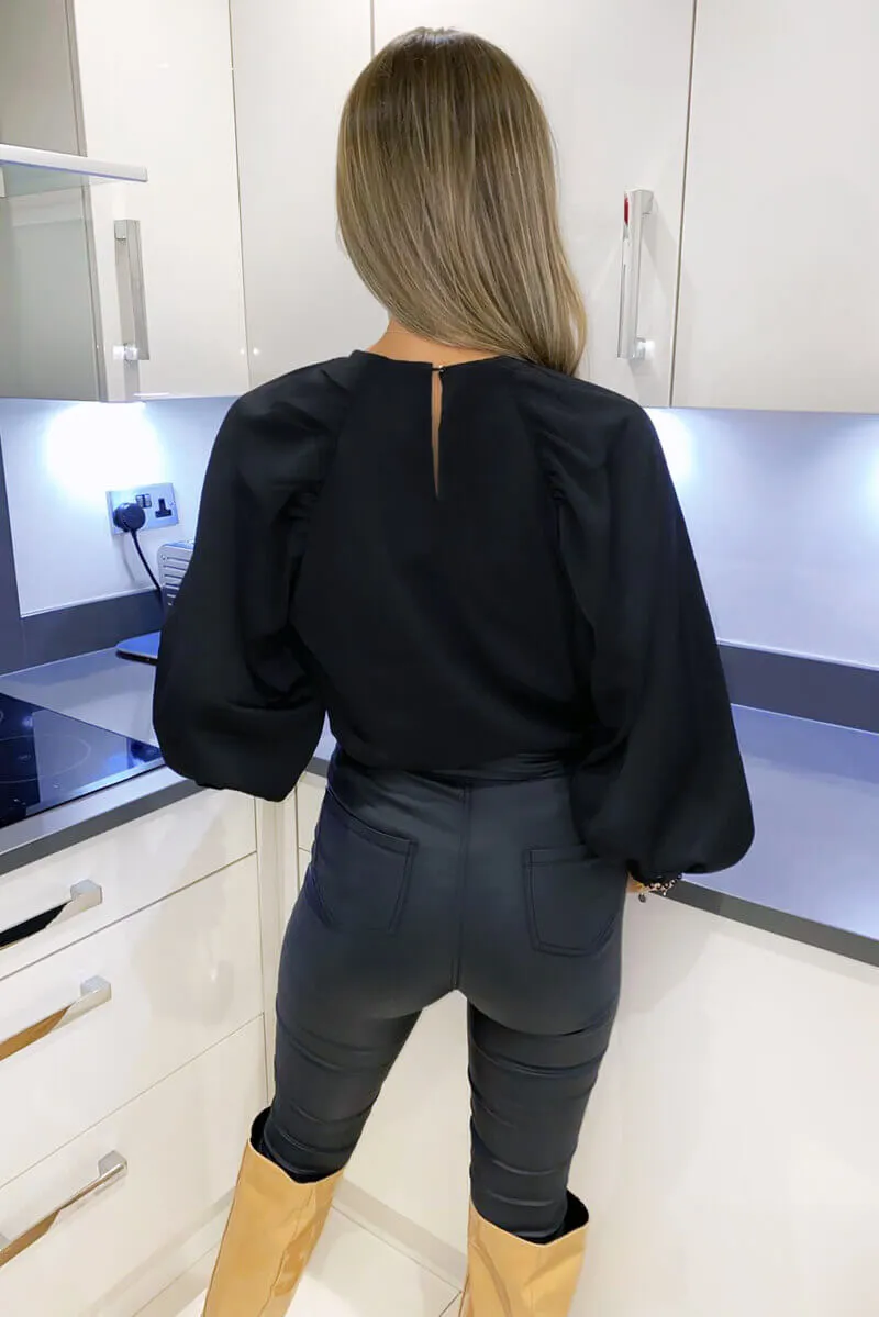 Black Balloon Sleeve Cuff Top sold by AX Paris product image thumbnail 4