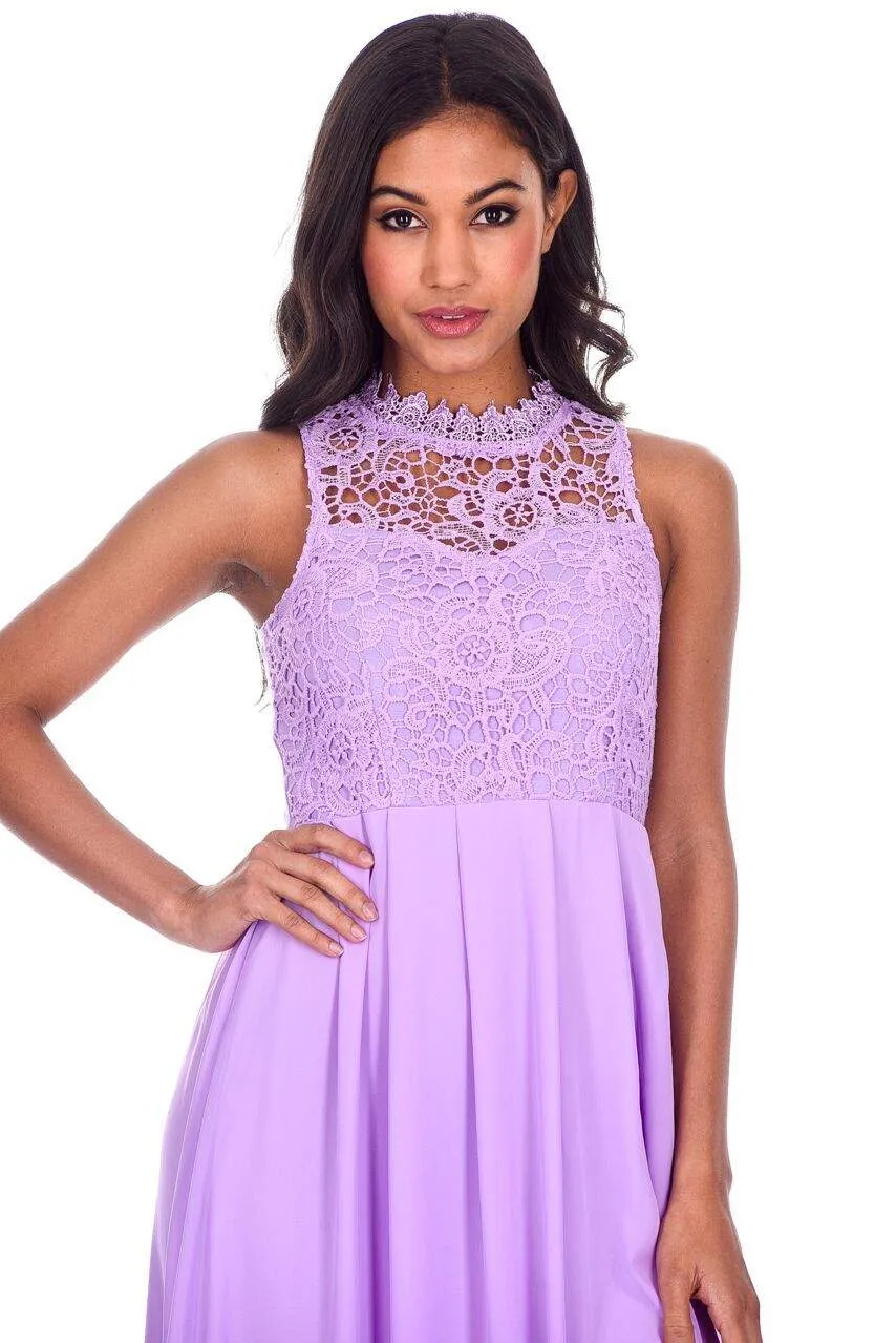 Lilac High Neck Crochet Maxi Dress sold by AX Paris product image thumbnail 5