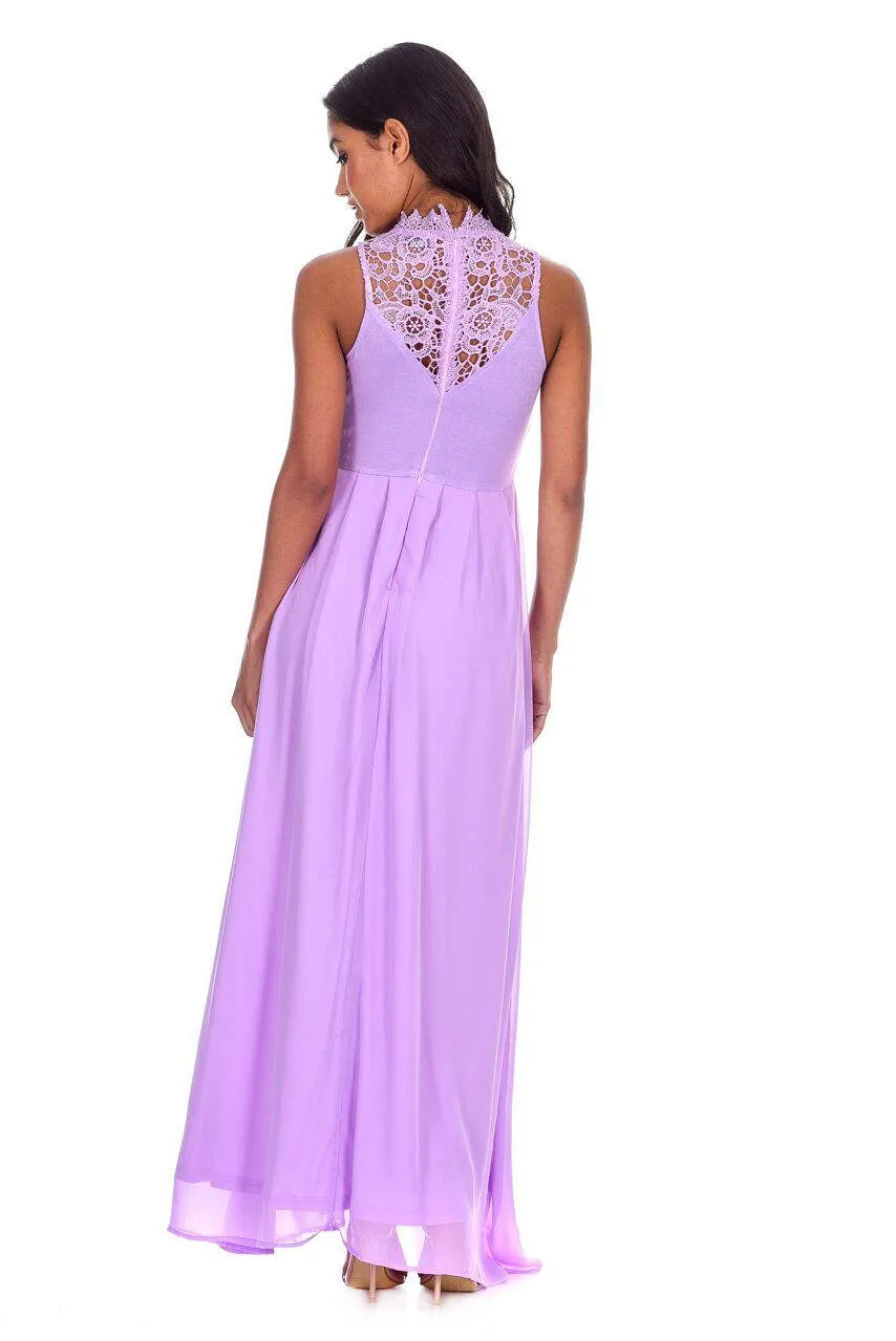Lilac High Neck Crochet Maxi Dress sold by AX Paris product image thumbnail 3