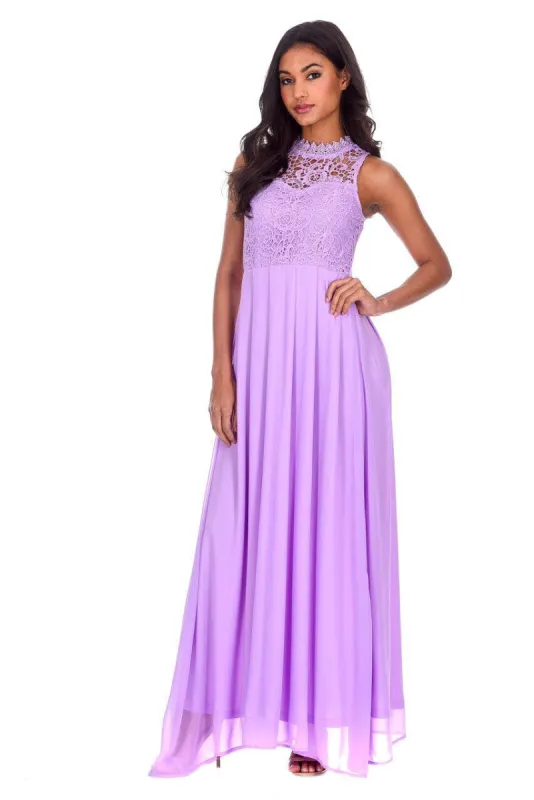 Lilac High Neck Crochet Maxi Dress sold by AX Paris