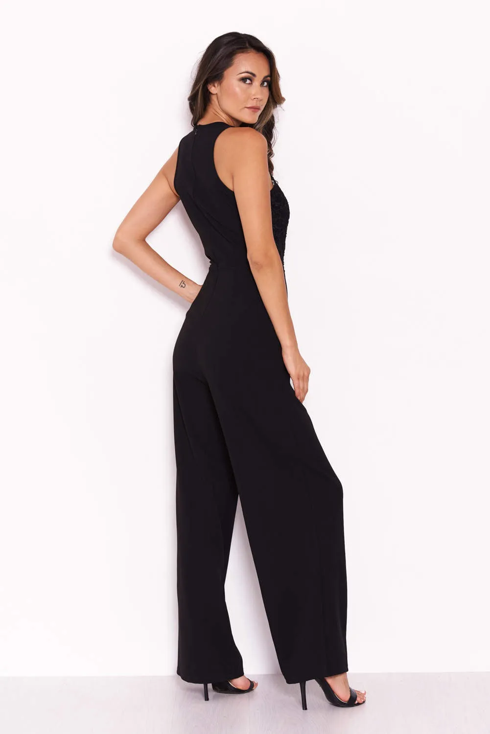 Black Lace Top Jumpsuit sold by AX Paris product image thumbnail 3