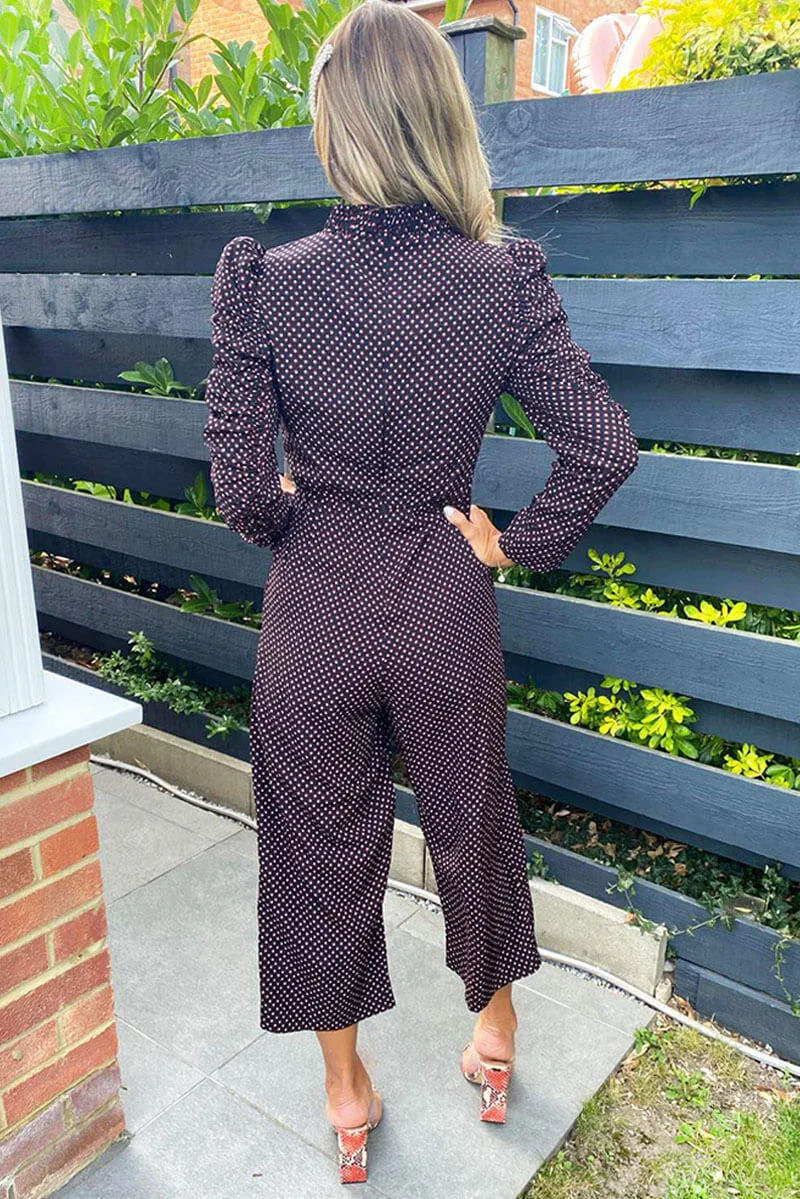 Black Square Printed Ruched Sleeve Jumpsuit sold by AX Paris product image thumbnail 3