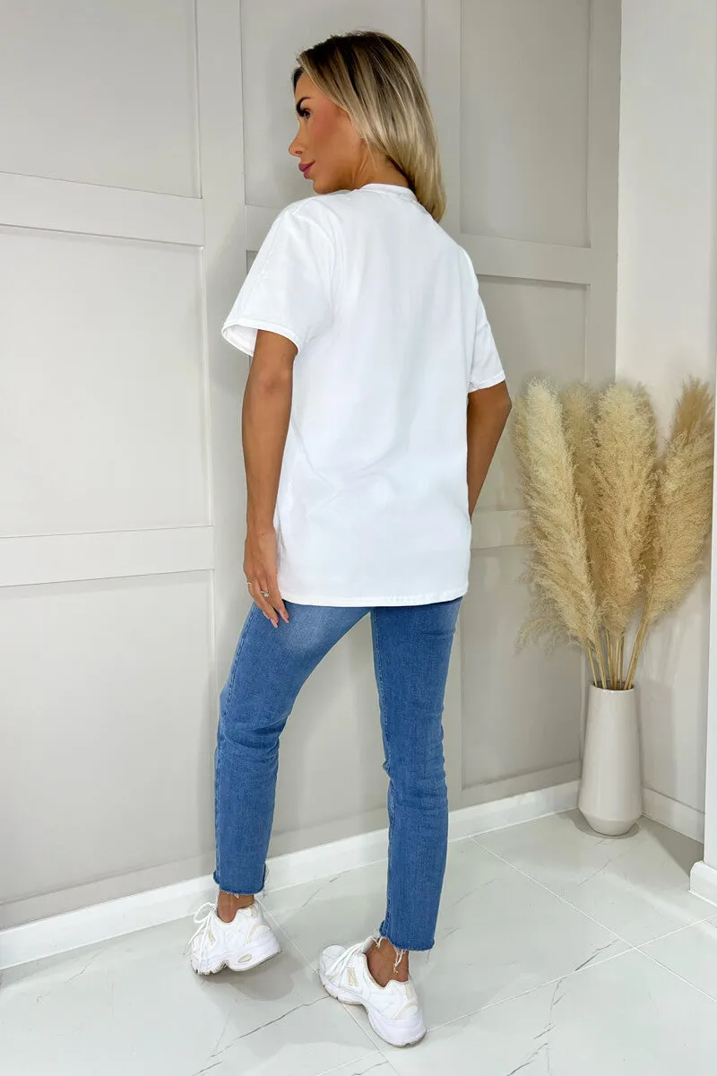 White NY London Milan Paris Slogan T-Shirt sold by AX Paris product image thumbnail 4