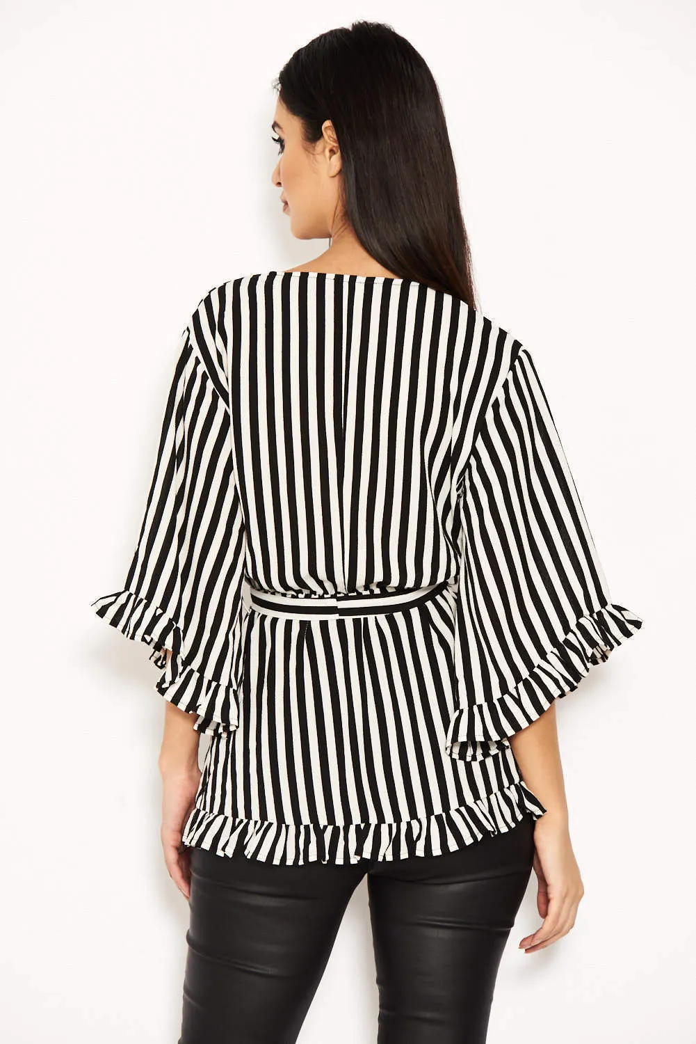 Black Striped Frill Top sold by AX Paris product image thumbnail 3