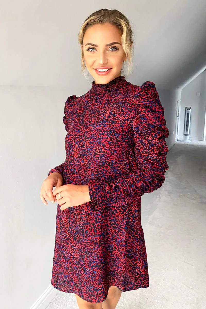 Red Printed Ruched Sleeve Dress sold by AX Paris product image thumbnail 2