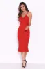 Red Midi Dress With Frill Hem And Floral Crochet Detail sold by AX Paris