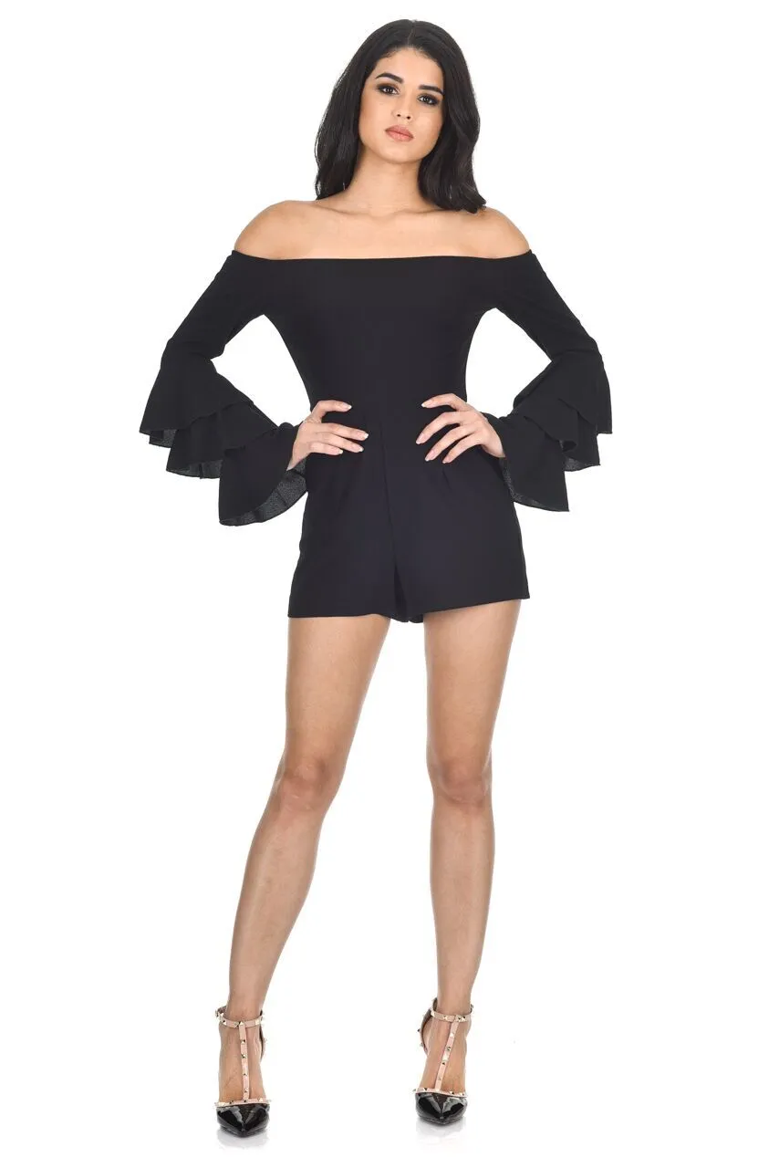 Black Ruffle Sleeve Playsuit sold by AX Paris product image thumbnail 2
