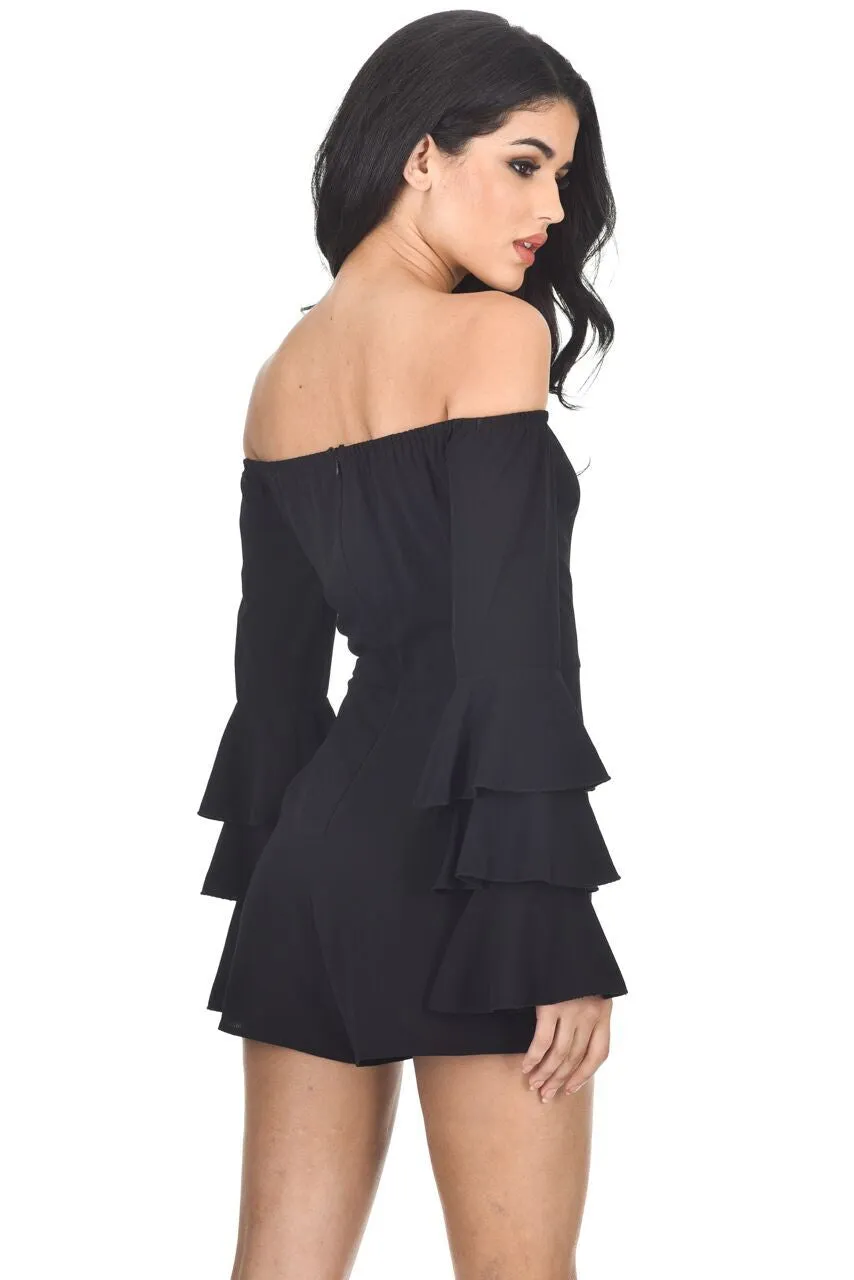 Black Ruffle Sleeve Playsuit sold by AX Paris product image thumbnail 3