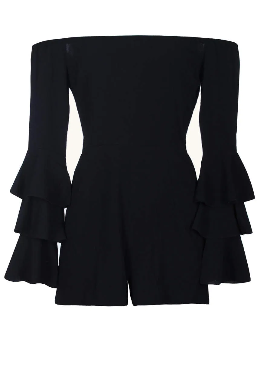 Black Ruffle Sleeve Playsuit sold by AX Paris product image thumbnail 4