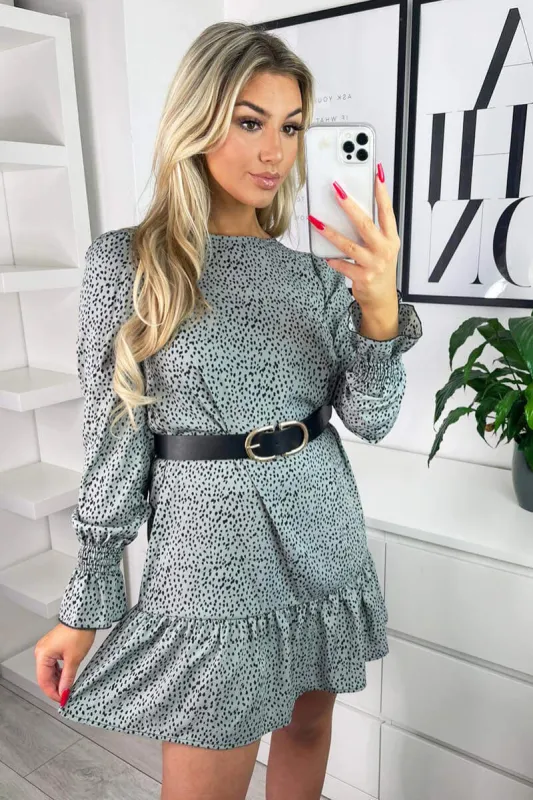 Duck Egg Spotted Frill Shift Dress sold by AX Paris