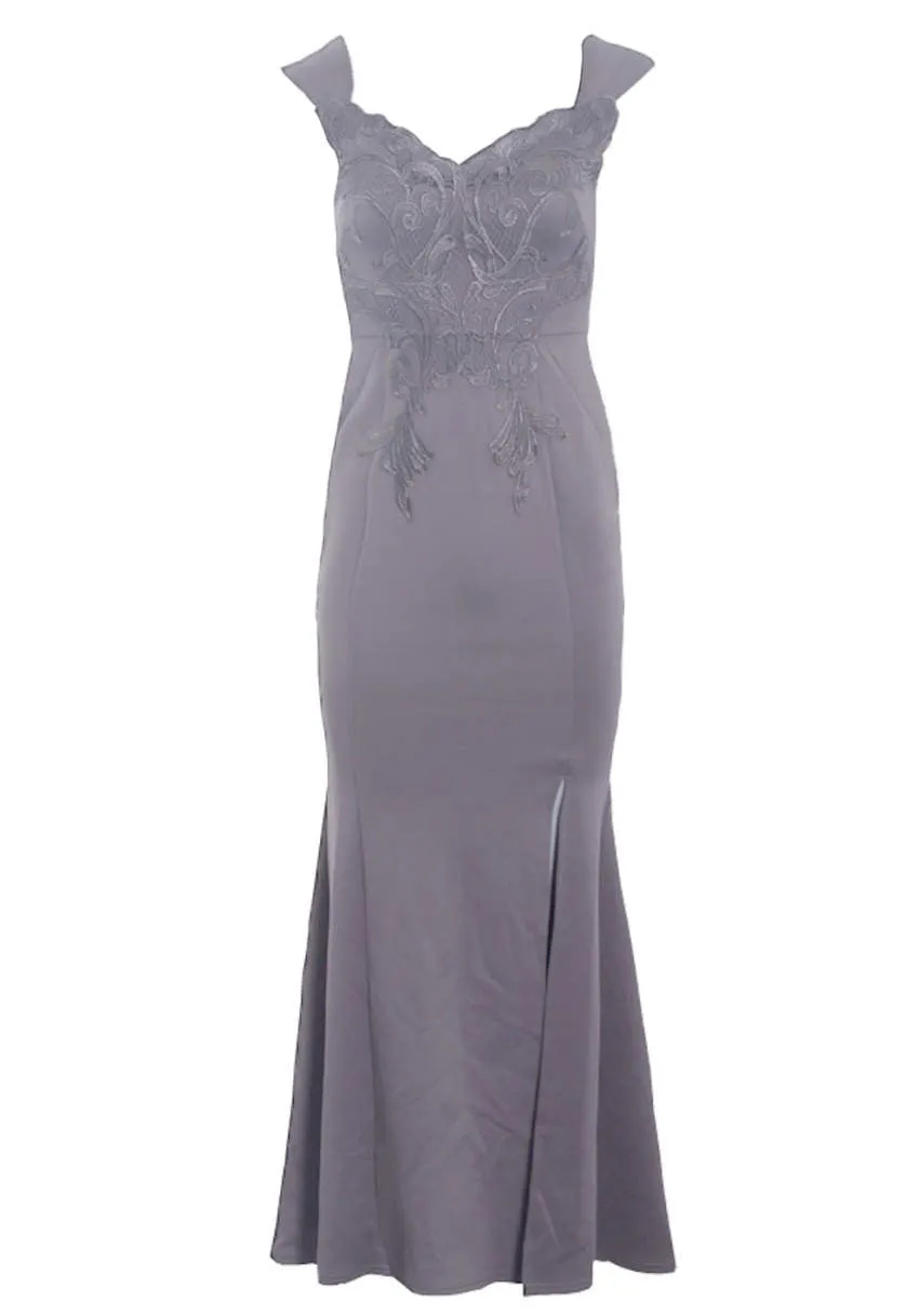 Dark Grey Lace Overlay Maxi Dress sold by AX Paris product image thumbnail 4