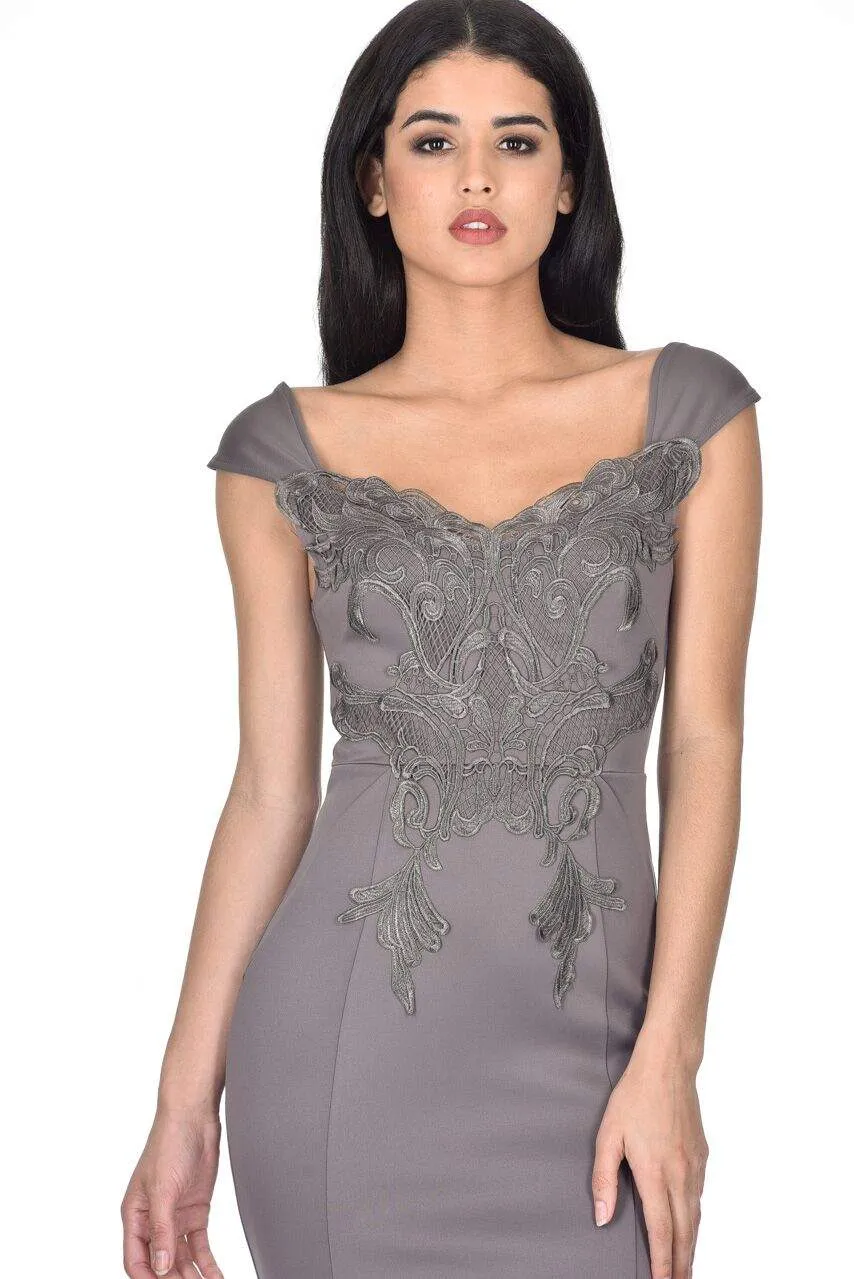 Dark Grey Lace Overlay Maxi Dress sold by AX Paris product image thumbnail 2