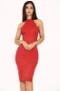 Red Halter Neck Lace Midi Dress sold by AX Paris