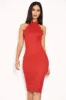 Red Halter Neck Lace Midi Dress sold by AX Paris