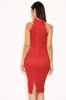 Red Halter Neck Lace Midi Dress sold by AX Paris