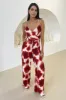 Rust Printed Strappy Tie Waist Jumpsuit sold by AX Paris