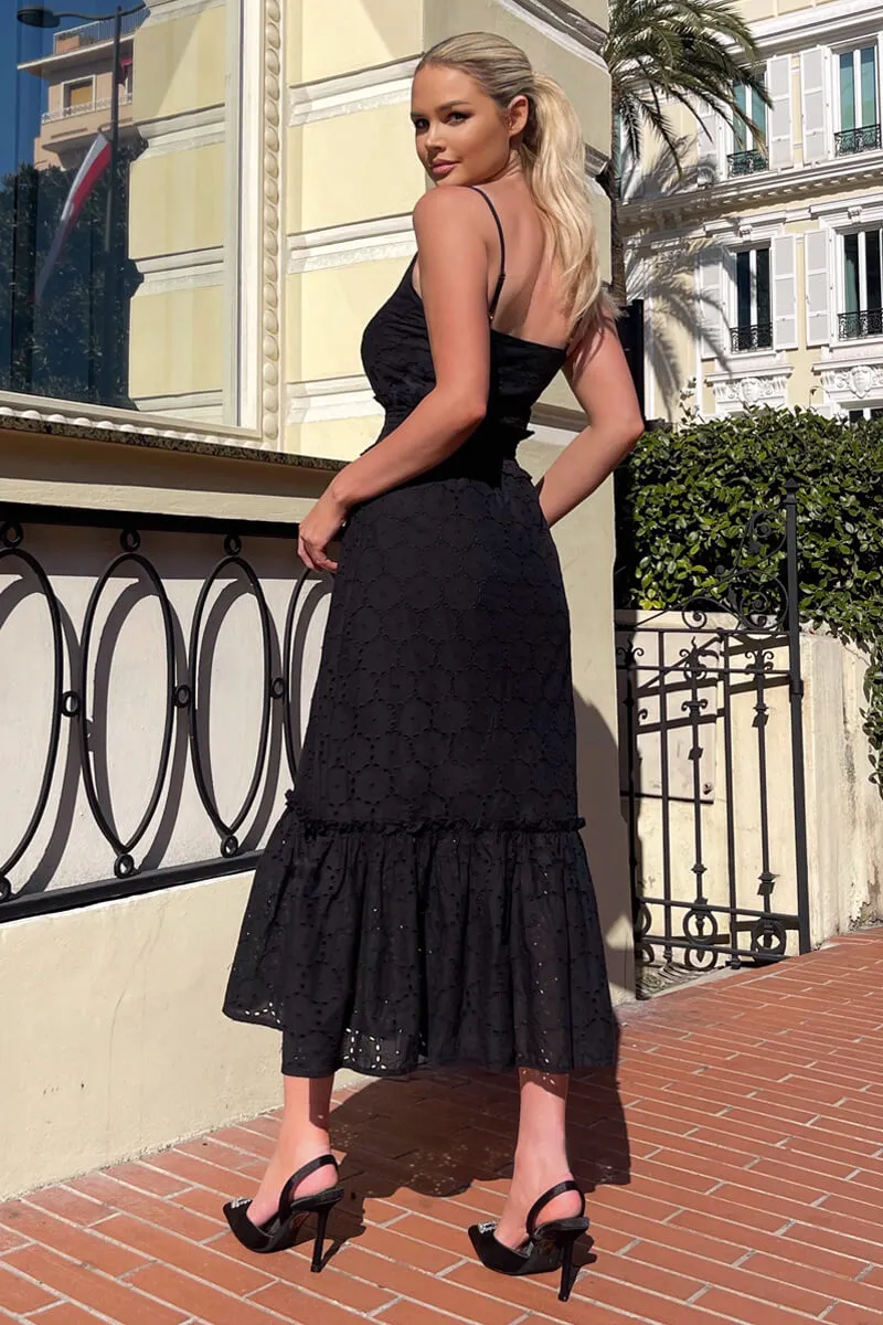 Black Broderie Frill Hem Midi Dress sold by AX Paris product image thumbnail 5