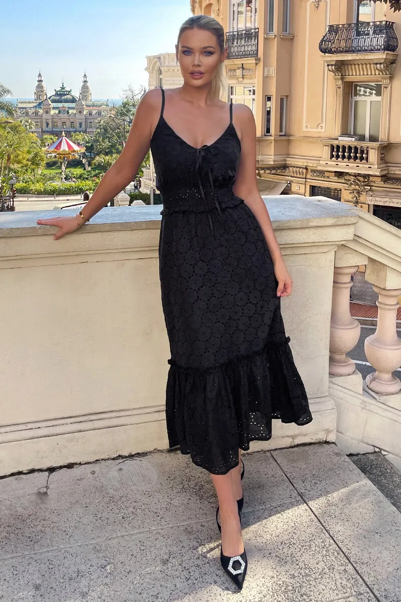 Black Broderie Frill Hem Midi Dress sold by AX Paris product image thumbnail 3