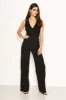 Black Lace V Neck Top Jumpsuit sold by AX Paris