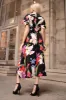 Multi Floral Printed Short Sleeve Belted Wrap Midi Dress sold by AX Paris