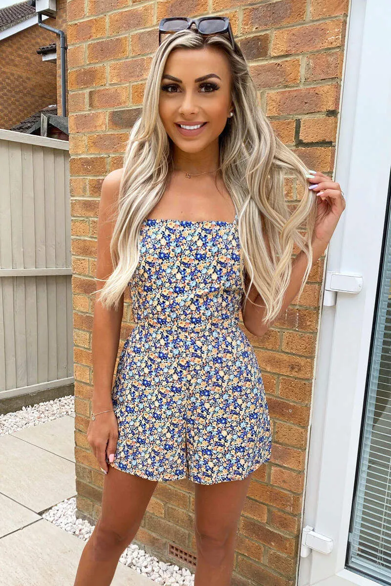 Multi Floral Tie Back Playsuit sold by AX Paris