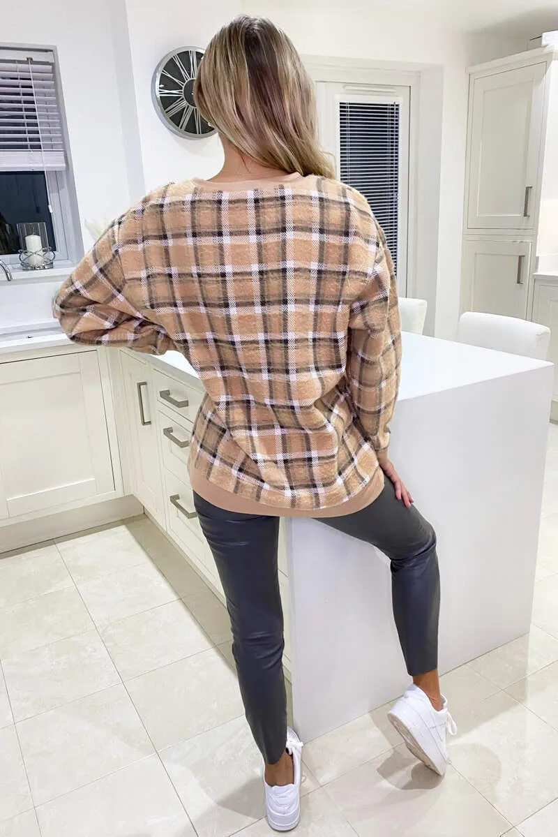 Stone Checked Sweatshirt sold by AX Paris product image thumbnail 4