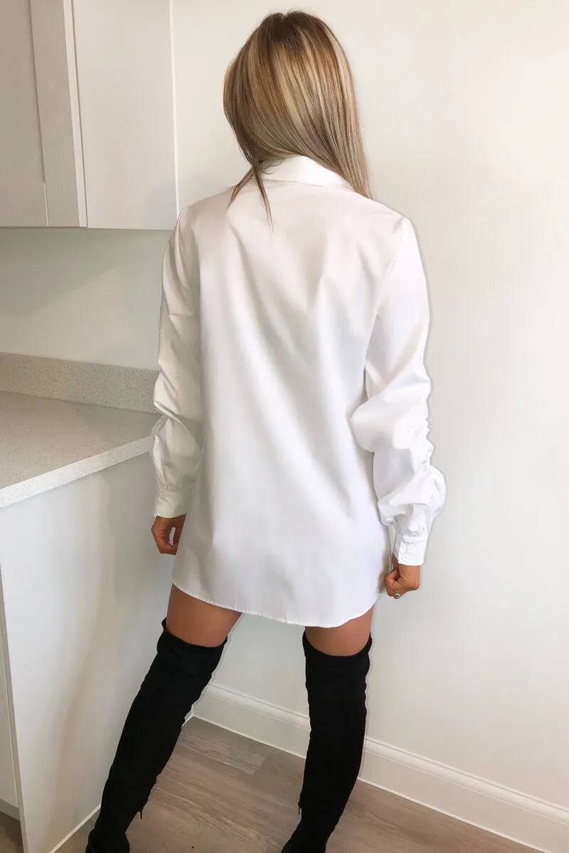 White Elasticated Sleeve Button up Dress sold by AX Paris product image thumbnail 5