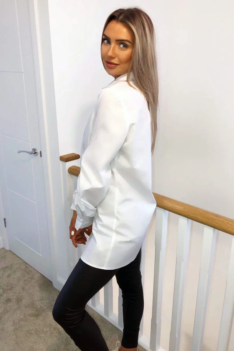 White Elasticated Sleeve Button up Dress sold by AX Paris product image thumbnail 4