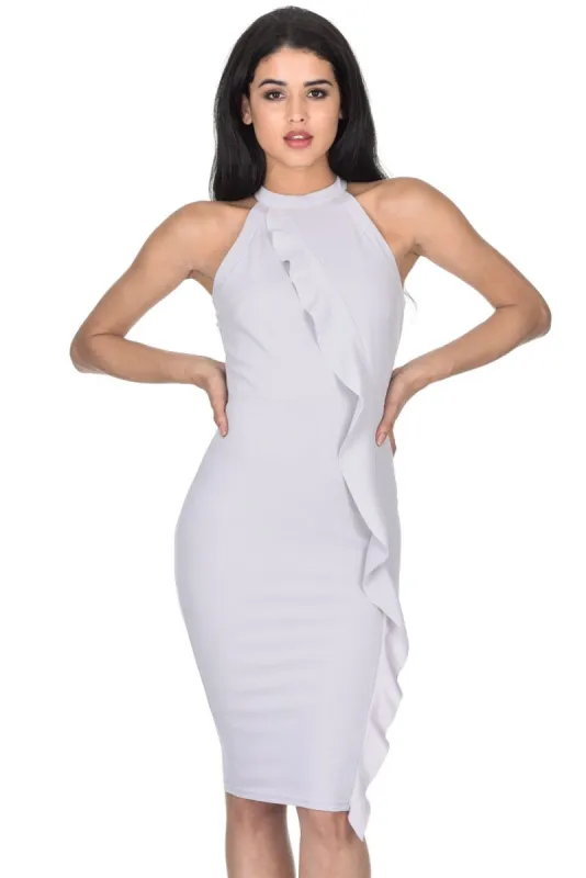 Silver High Neck Midi Dress sold by AX Paris
