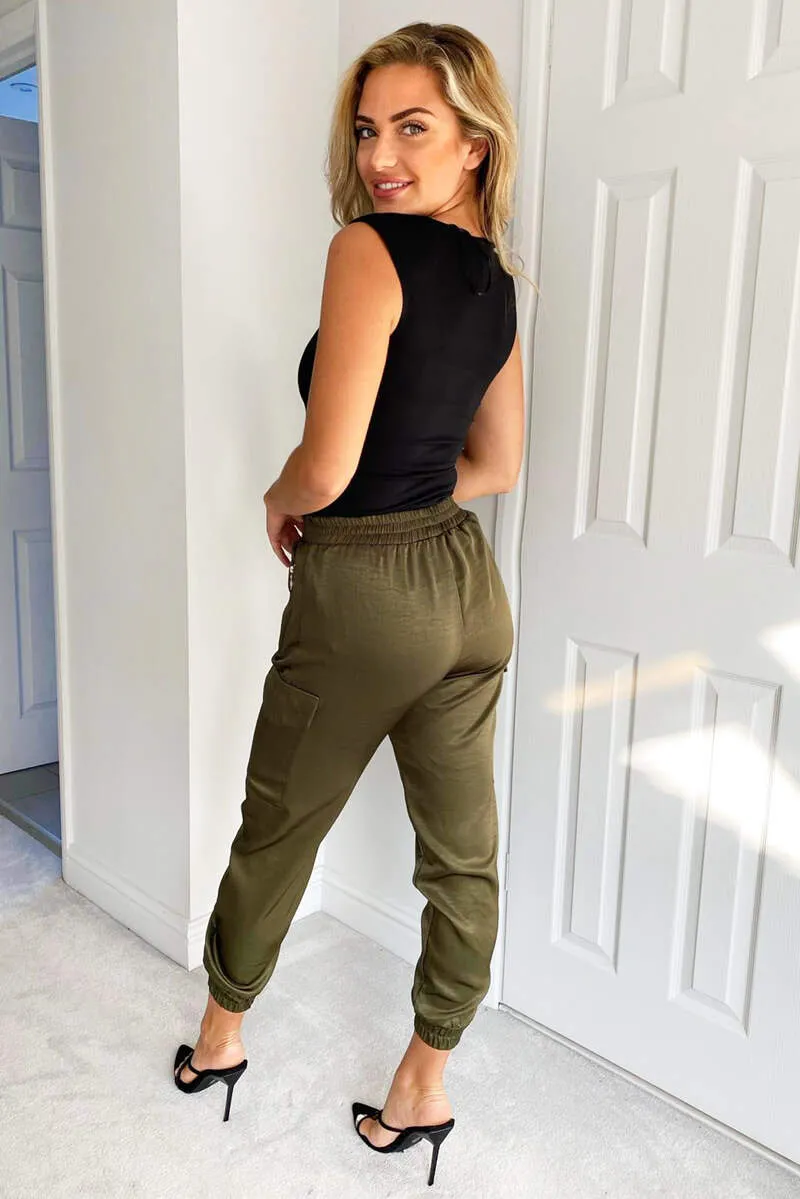 Olive Silky Cargo Pants sold by AX Paris product image thumbnail 5